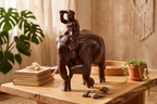 Wooden Elephant Mahout Statue Rosewood