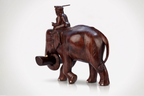 Wooden Elephant Mahout Statue Rosewood