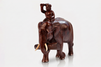 Wooden Elephant Mahout Statue Rosewood