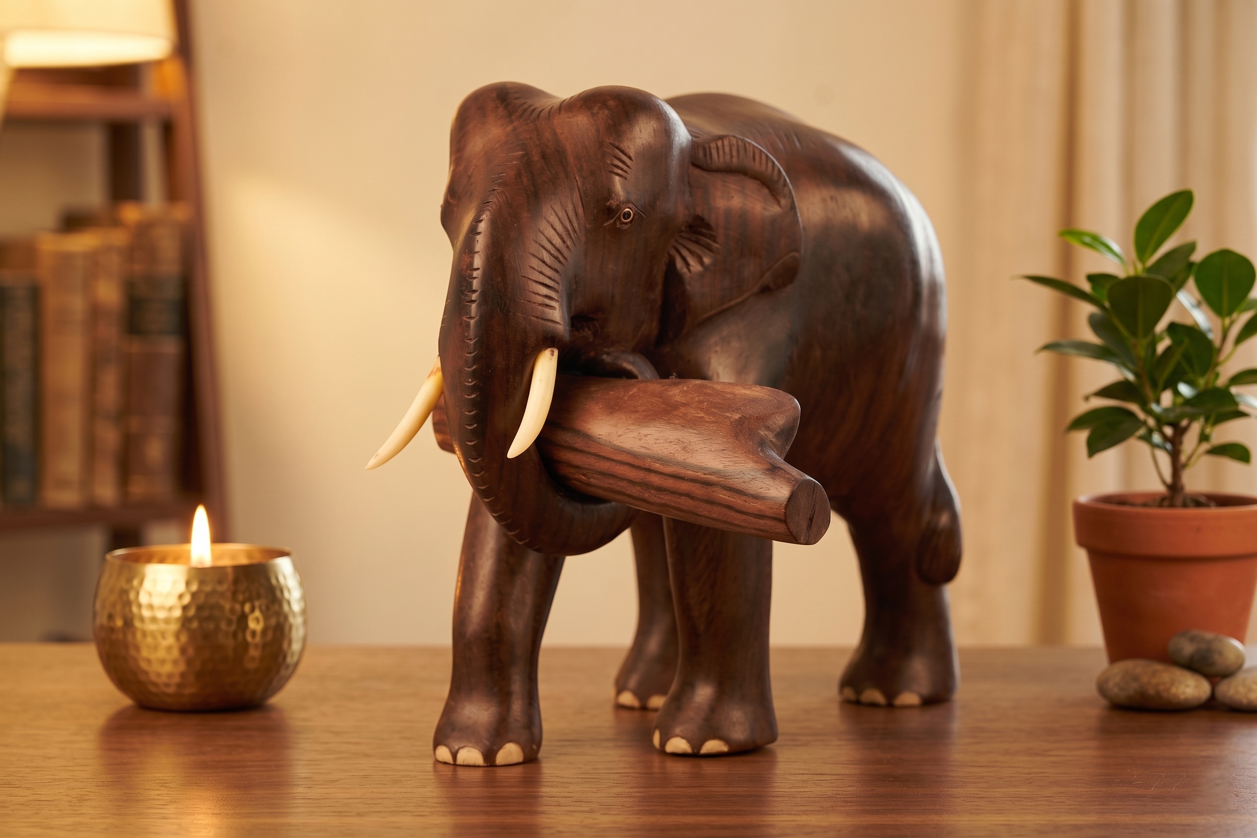 Elephant with log (Rose Wood)