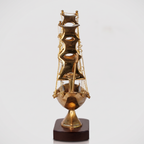 ZTC Brass Metal Sailboat Ship Model Figurine Showpiece for Home,