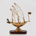 ZTC Brass Metal Sailboat Ship Model Figurine Showpiece for Home,