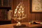 ZTC Brass Metal Sailboat Ship Model Figurine Showpiece for Home,